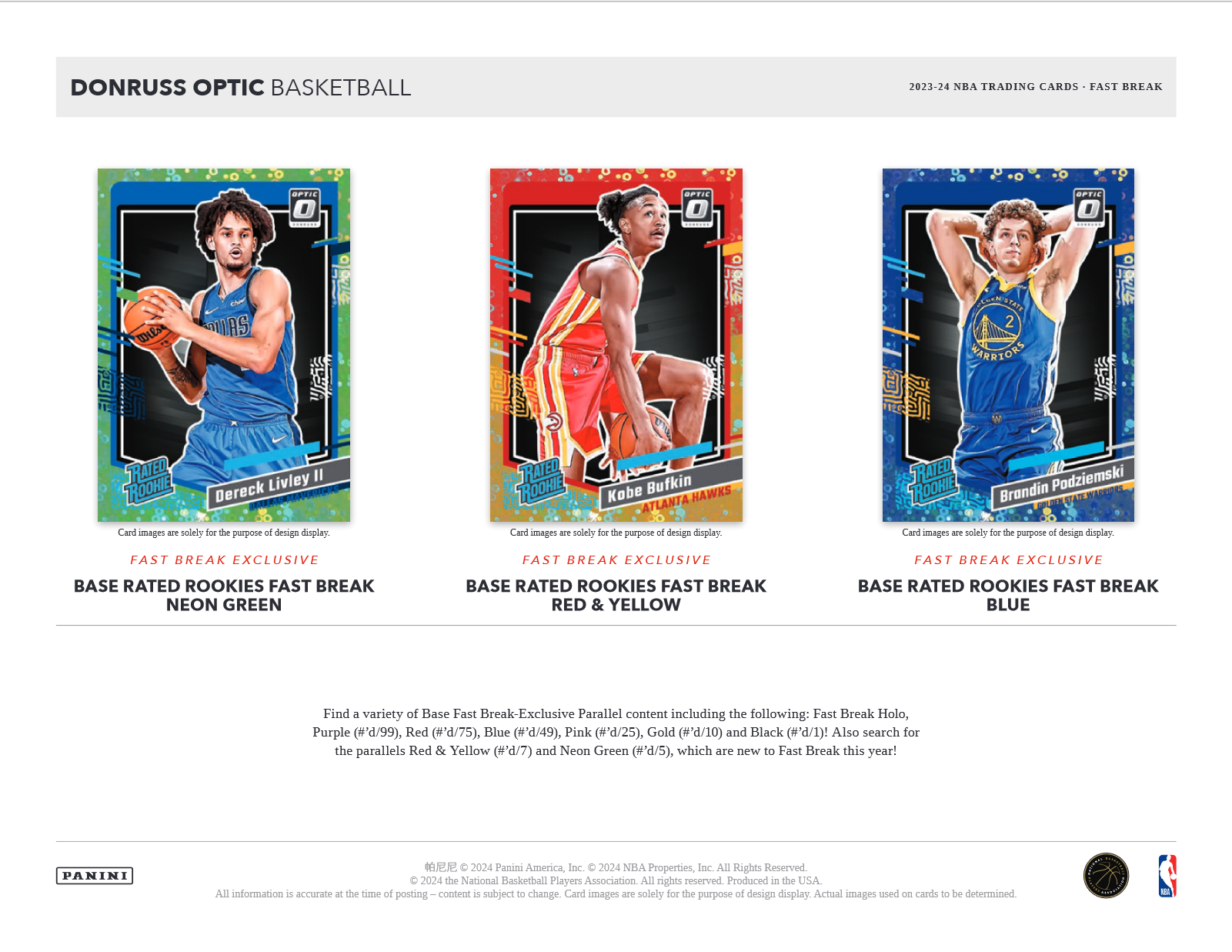 2023-24 Panini Donruss Optic Basketball Fast Break 20 Box Case