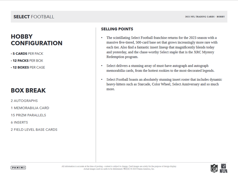 2023 Panini Select Football Hobby Box