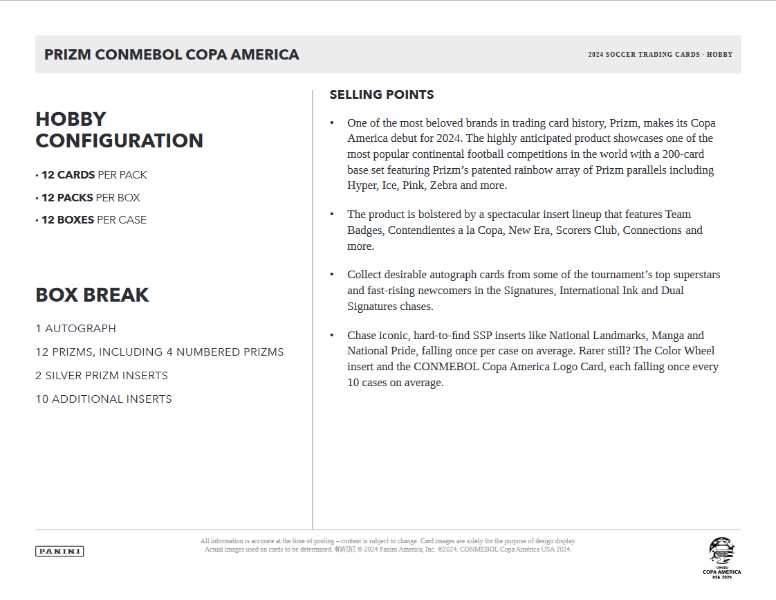 2023-24 Panini Prizm COPA America Soccer Hobby Box