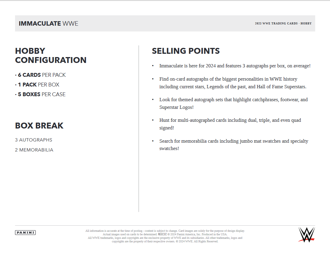 2023 Panini Immaculate WWE Hobby Box