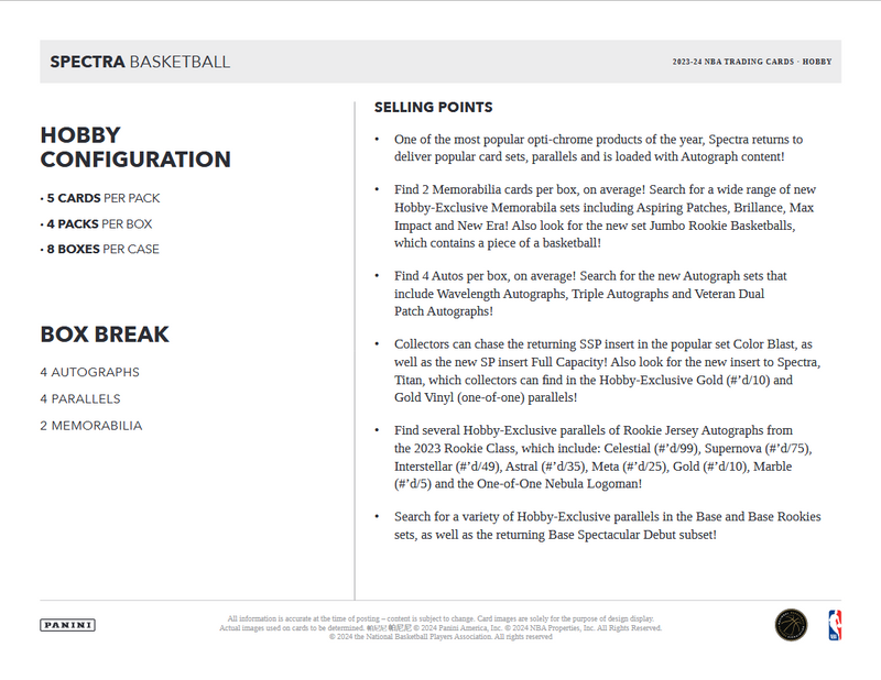 2023-24 Panini Spectra Basketball Hobby Box