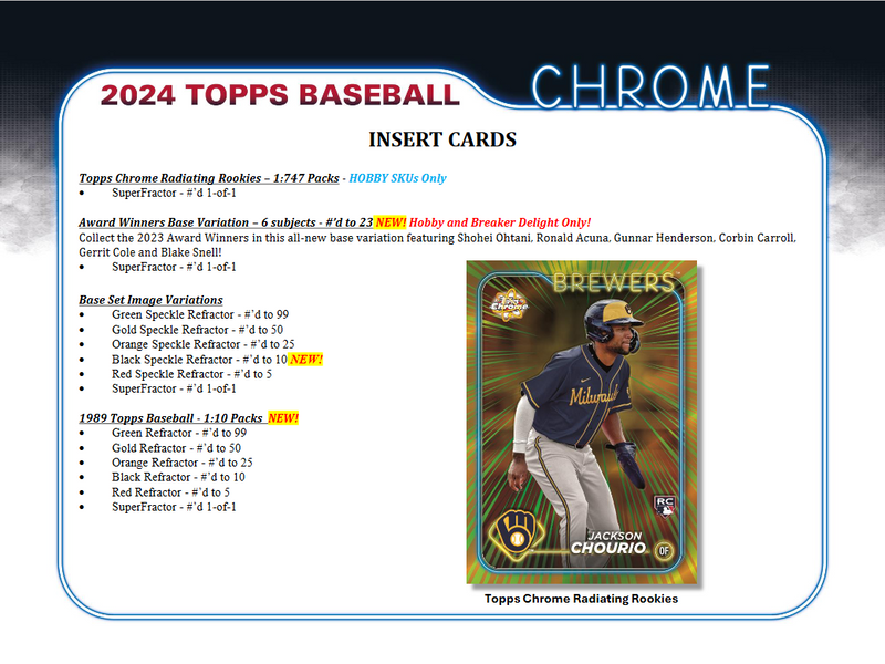 2024 Topps Chrome Baseball Hobby 12 Box Case