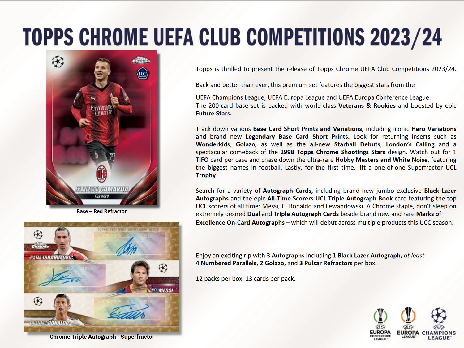 2023-24 Topps UEFA Club Competitions Chrome Soccer Jumbo Box