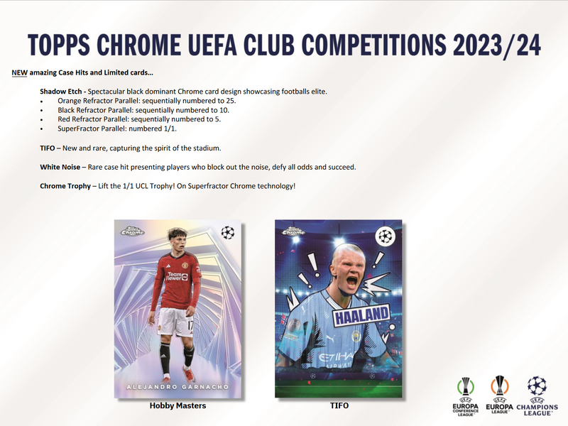 2023-24 Topps UEFA Club Competitions Chrome Soccer Jumbo 8 Box Case