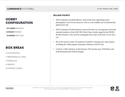 2024 Panini Luminance Football Hobby Box