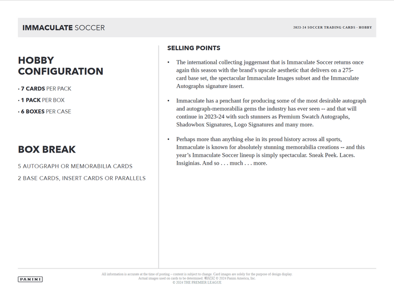 2023-24 Panini Immaculate Soccer Hobby Box