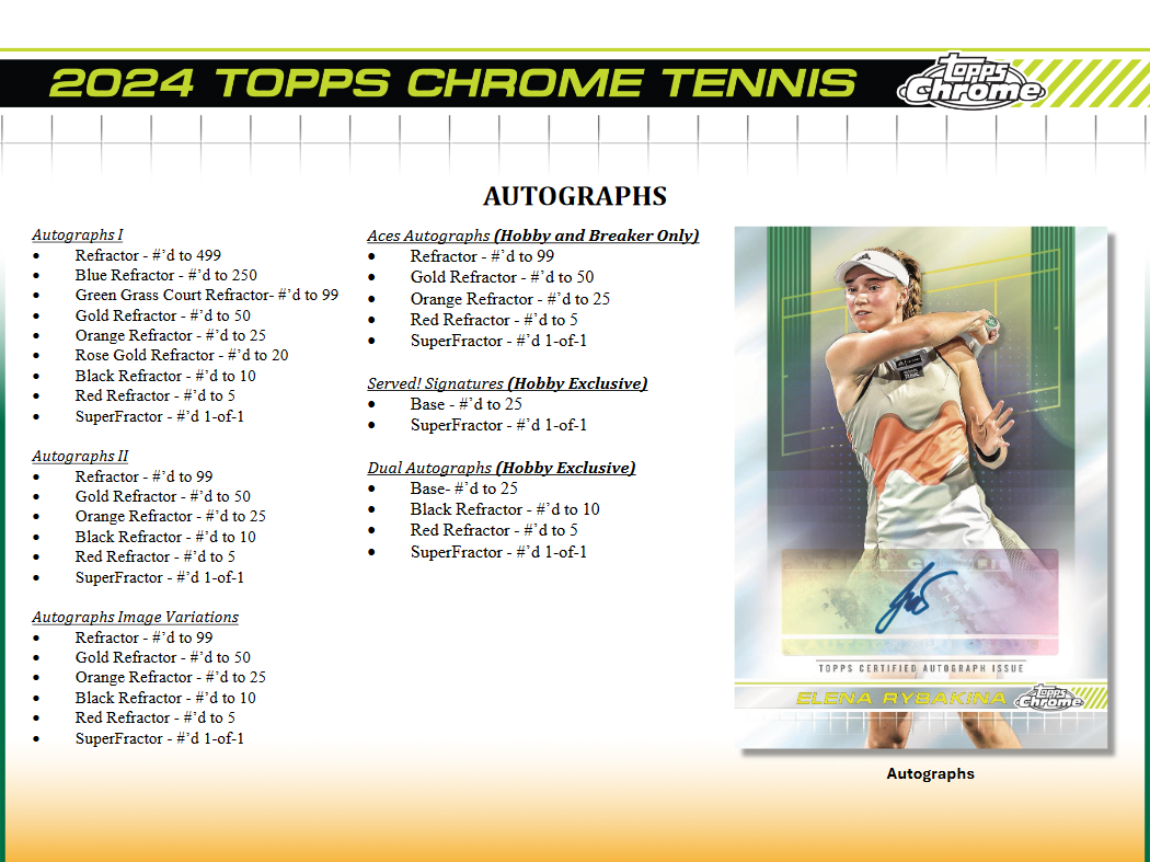 2024 Topps Chrome Tennis Hobby 12 Box Case