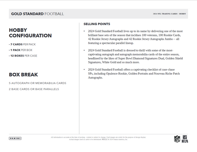 2024 Panini Gold Standard Football Hobby Box