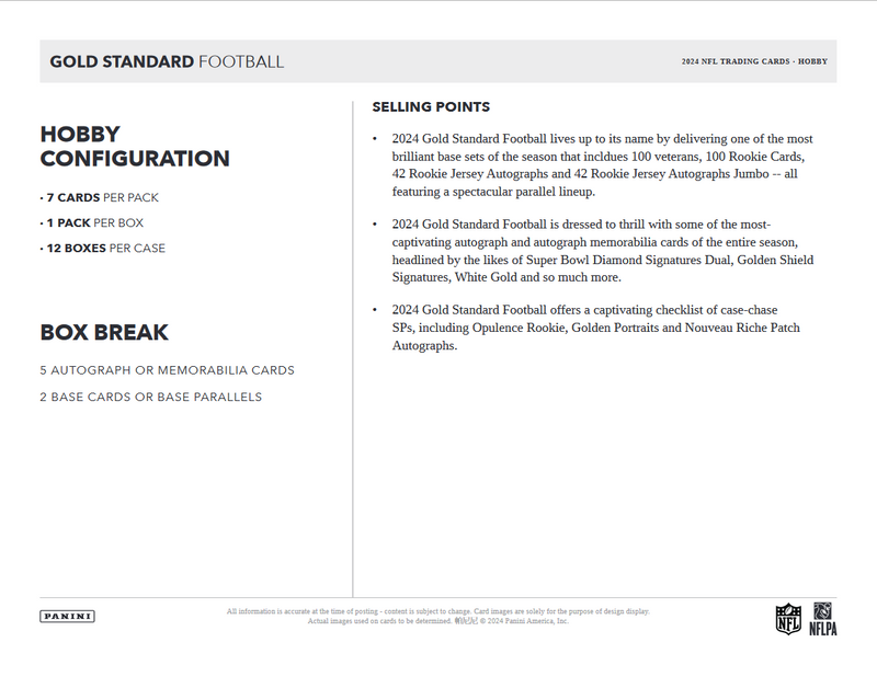 2024 Panini Gold Standard Football Hobby Box