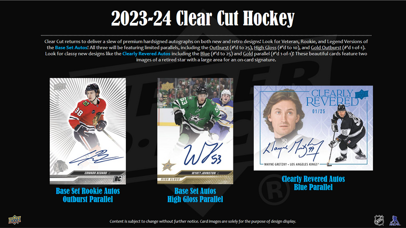 2023-24 Upper Deck Clear Cut Hockey Hobby 15 Box Case [Contact Us To Order]