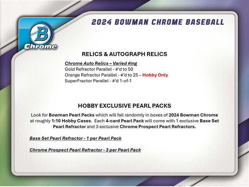 2024 Bowman Chrome Baseball Hobby Box