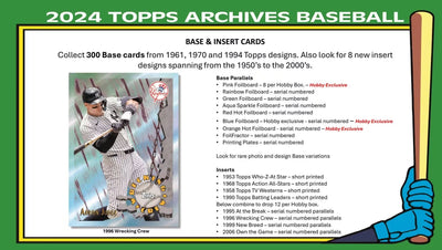 2024 Topps Archives Baseball Hobby Pack