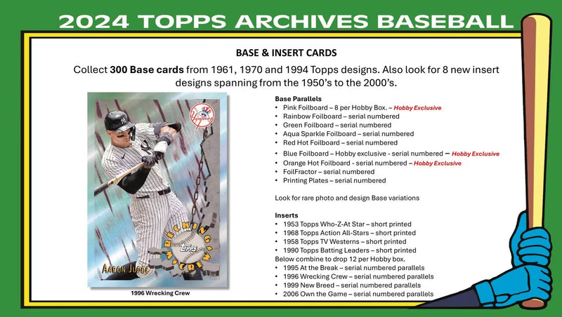 2024 Topps Archives Baseball Hobby 10 Box Case