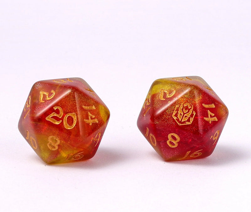 Wyrmforged Rollers - Rounded Edge 8 Piece Polyhedral Dice set - Phoenix Feather