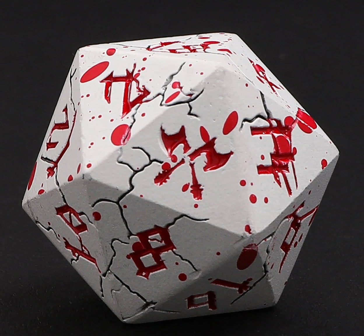 Barbarian Solid Metal Polyhedral Dice Set - Matte White with Blood Red