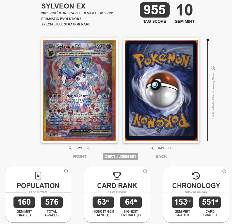Sylveon ex Pokemon Prismatic Evolutions Special Illustration rare #156/131 TAG 10