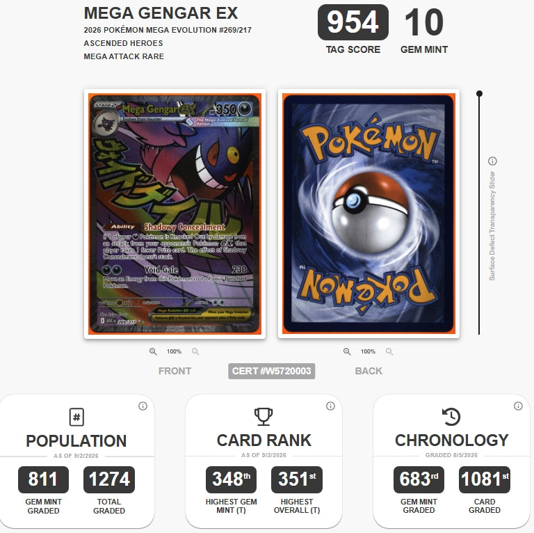 Mega Gengar ex Pokemon Ascended Heroes Mega Attack rare #269/217 TAG 10