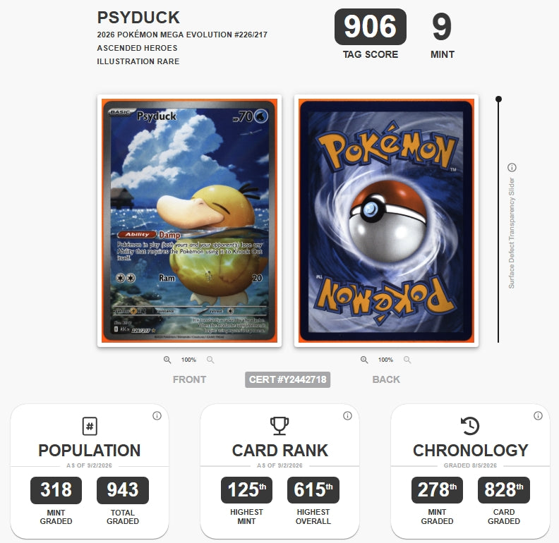 Psyduck Pokemon Ascended Heroes Illustration rare #226/217 TAG 9