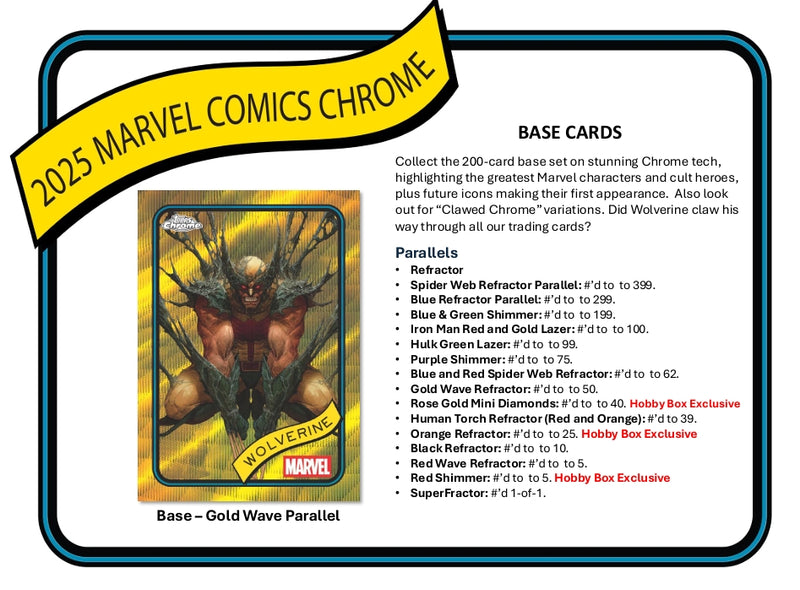 2025 Topps Chrome Marvel Hobby 12 Box Case