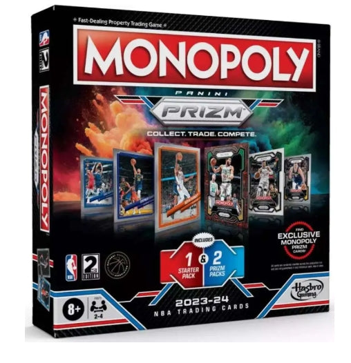 2023-24 Prizm Monopoly Basketball Board Game [1 Starter Set Pack & 2 Booster Packs]