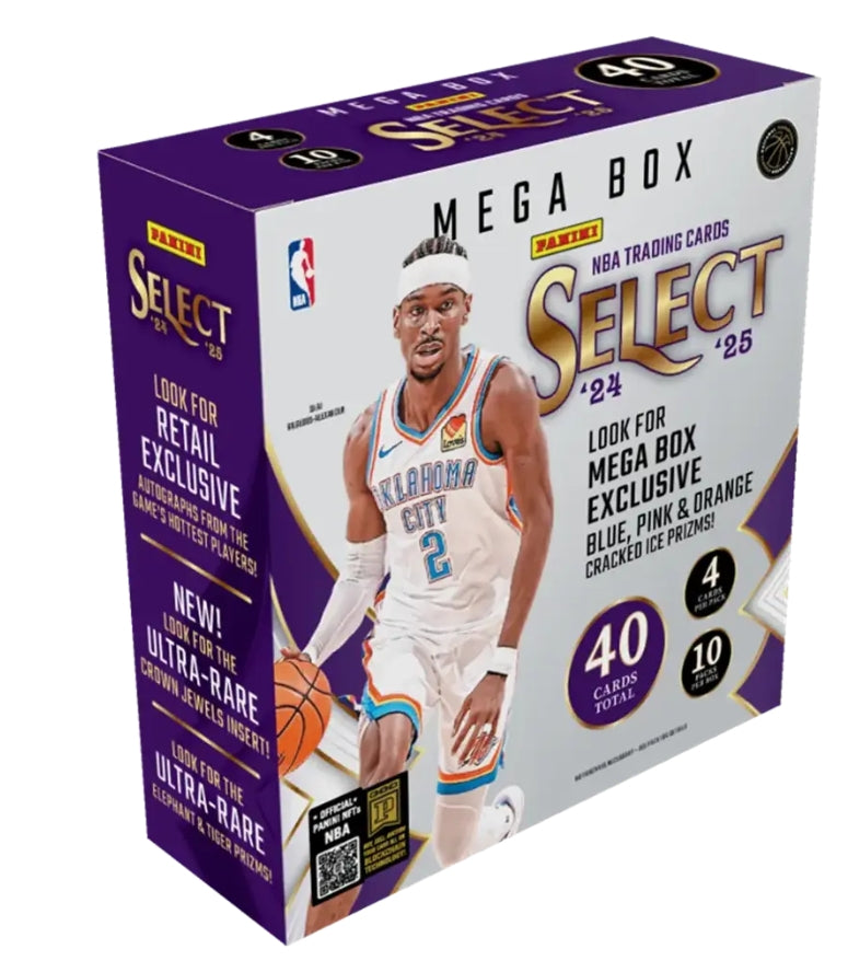 2024-25 Panini Select Basketball Mega Box (Blue, Pink, Orange Cracked Ice)