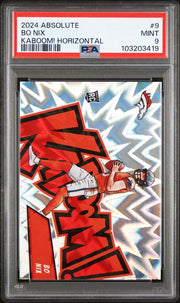 Bo Nix 2024 Panini Absolute Kaboom Horizontal rookie card PSA 9