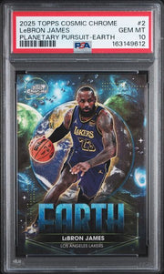 LeBron James 2025 Topps Cosmic Chrome Planetary Pursuit Earth SSP PSA 10