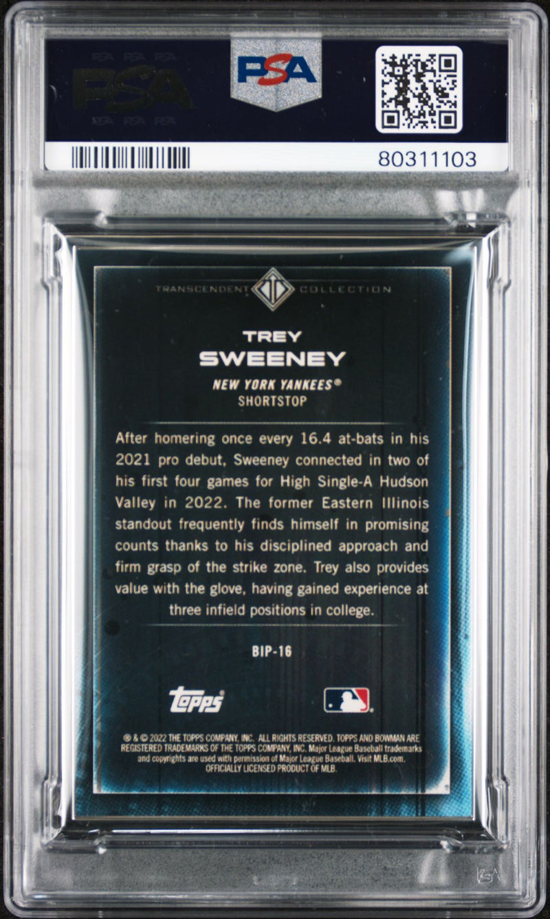 Trey Sweeney 2022 Bowman Transcendent Collection Bowman Icons /50 Throwing PSA 9