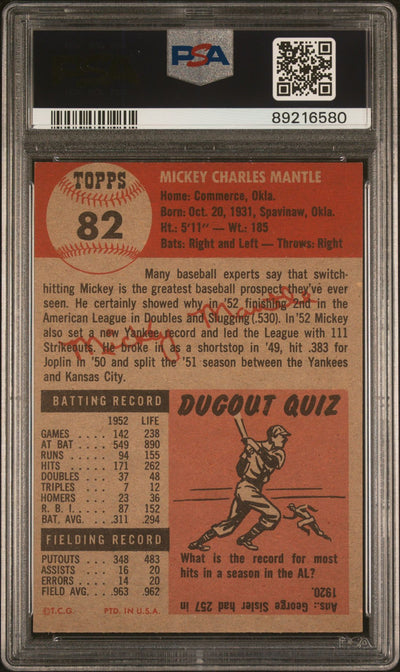 Mickey Mantle 1953 Topps #82 PSA 5