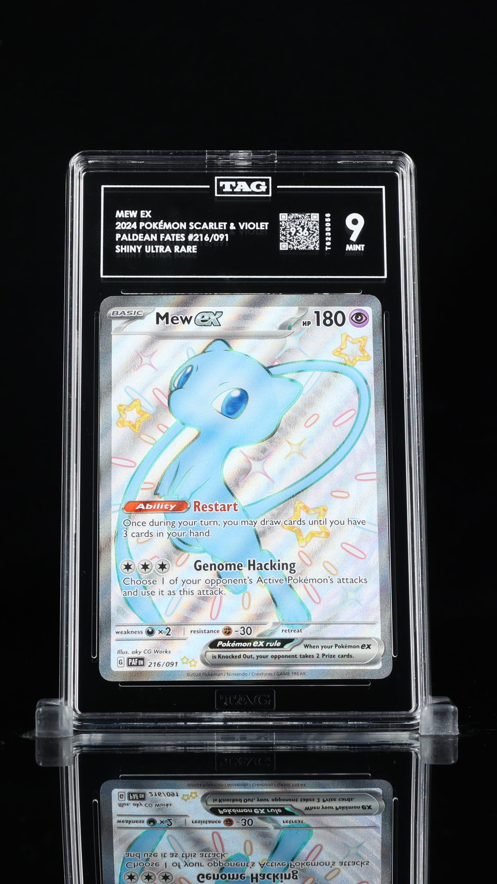 Mew ex Pokémon Paldean Fates Ultra Rare #216/091 TAG 9