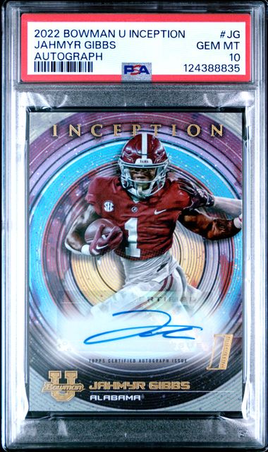 Jahmyr Gibbs 2022 Bowman U Inception Autograph PSA 10