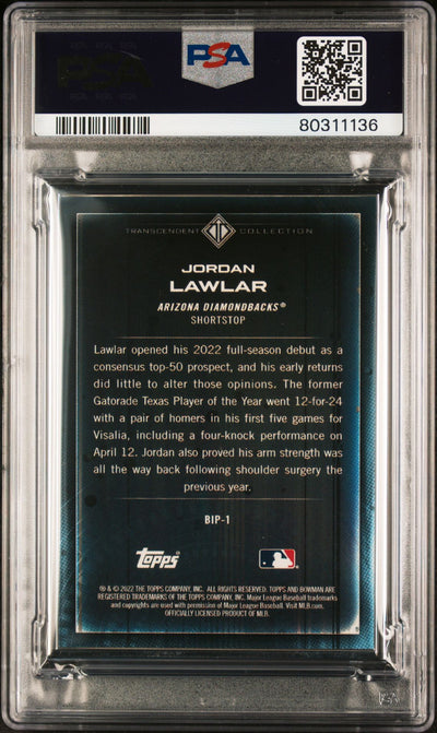 Jordan Lawler 2022 Bowman Transcendent Collection Bowman Icons /50 Throwing PSA 9