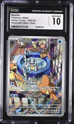 Squirtle Illustration Rare 2024 Pokemon Stellar Crown holo 148/142 CGC 10