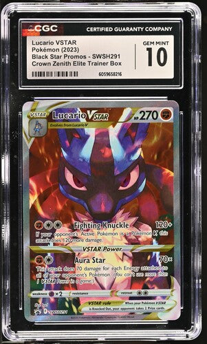 Lucario Vstar Pokémon Black Star Promo #SWSH291 CGC 10
