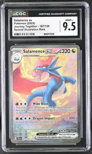 Salamence ex 2025 Pokemon Journey Together Special Illustration rare #187/159 CGC 9.5