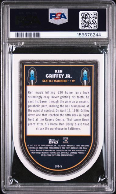 Ken Griffey Jr. 2025 Topps Cosmic Chrome Launched Into Orbit Red Flare #'d 2/5 PSA 10