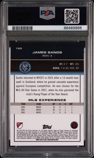 James Sands 2023 Topps Chrome MLS orange refractor #'d 07/25 PSA 10