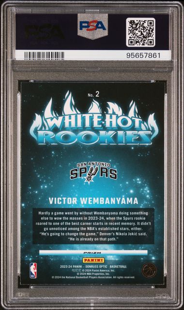 Victor Wembanyama 2023 Donruss Optic White Hot Rookies Purple PSA 10