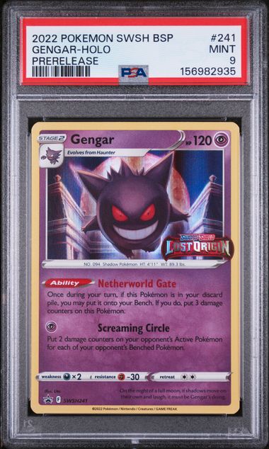 Gengar Lost Origin Prerelease Holo Pokémon #241 PSA 9