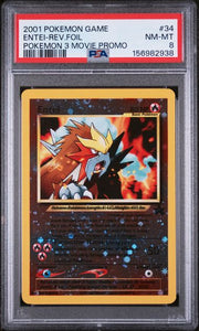 Entei Reverse Foil Pokémon 3rd Movie Promo #34 PSA 8
