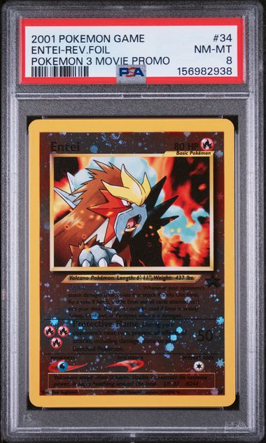 Entei Reverse Foil Pokémon 3rd Movie Promo #34 PSA 8