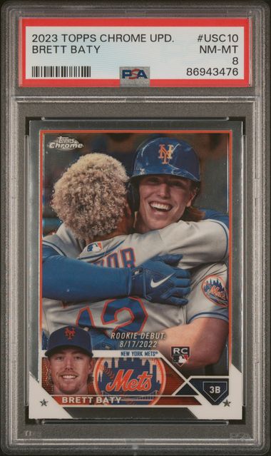 Brett Baty 2023 Topps Chrome Update Rookie PSA 8