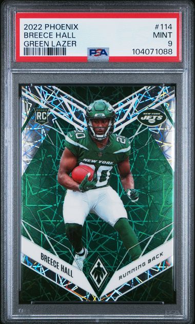 Breece Hall 2022 Panini Phoenix Green Lazer Rookie 