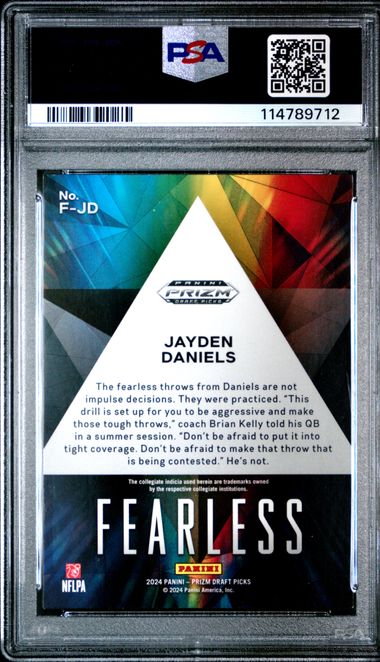 Jayden Daniels 2024 Panini Prizm Draft Picks Fearless RC PSA 9