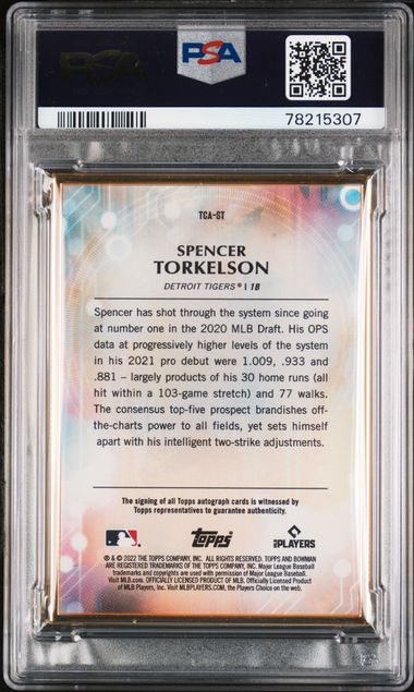 Spencer Torkelson 2022 Bowman Transcendent Autograph Emerald #'d 3/5 PSA 10