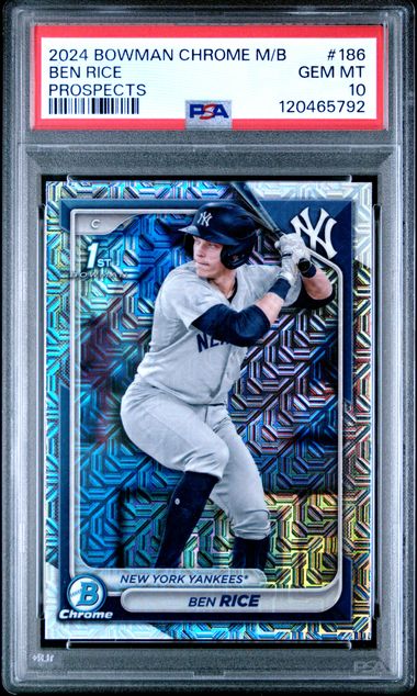Ben Rice 2024 Bowman Chrome Mega Box 1st Bowman Mojo PSA 10