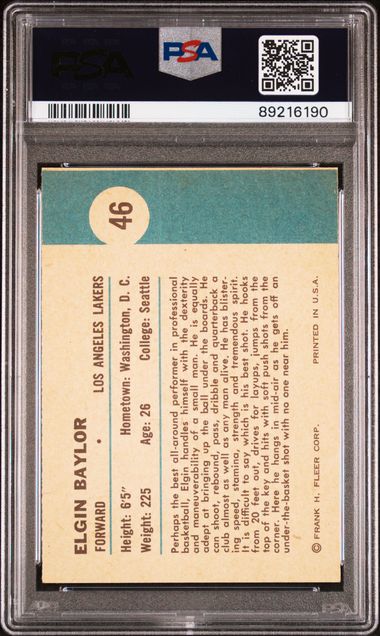 Elgin Baylor In Action 1961 Fleer #46 PSA 7