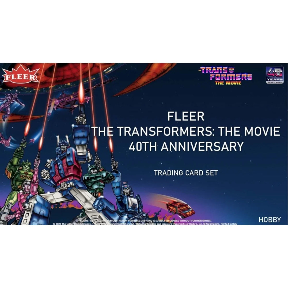 2026 Upper Deck Fleer Transformers: The Movie 40th Anniversary Hobby 12 Box Case [Contact Us To Order]