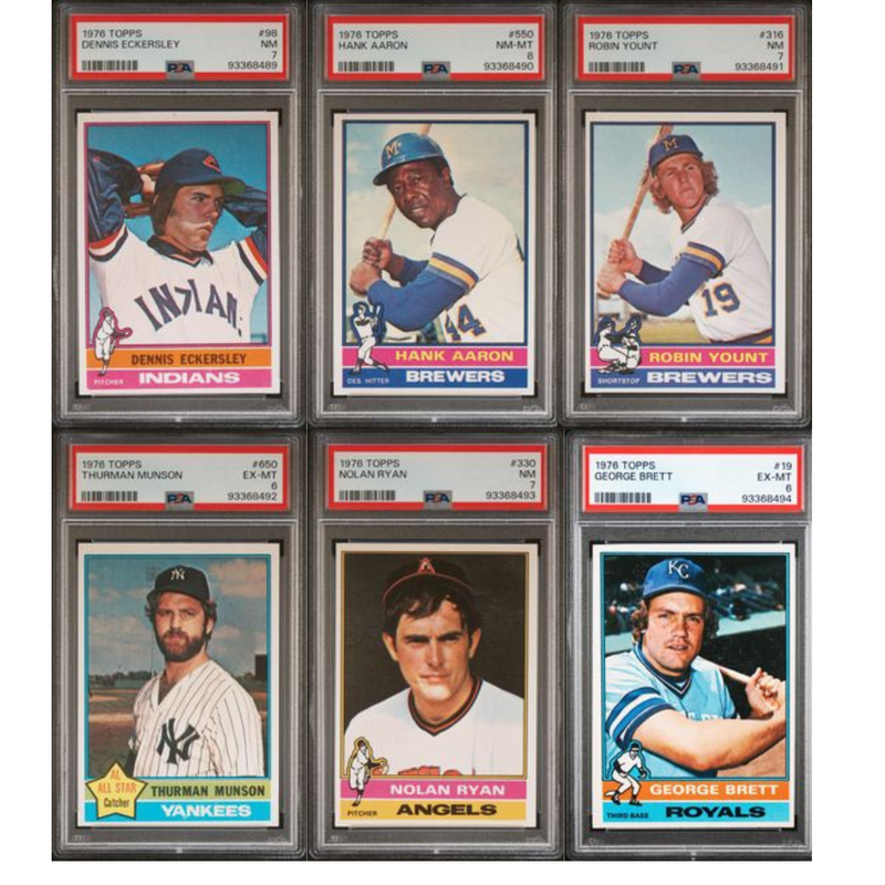 1976 Topps Baseball Complete Set 1-660 w/ (6) PSA Graded Cards (Ryan, Aaron, Yount, Brett, Munson, Eckersley)