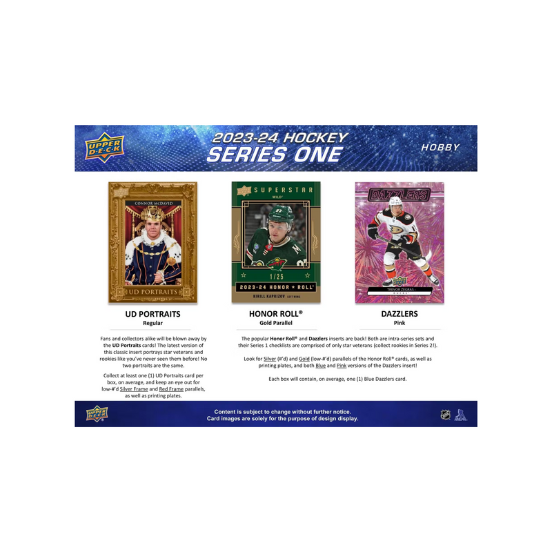 2023-24 Upper Deck Series 1 Hockey Hobby 12 Box Case [Contact Us To Order]